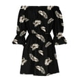 thumbnail image 4 of asdoklhq Womens Plus Size Clearance Dresses, Stylish Summer Sexy Off Shoulder Bell Sleeve Solid And Printed Dresses, 4 of 5