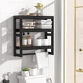 thumbnail image 6 of Bambloom Over The Toilet Storage Bathroom Shelves,Wall Mounted 3 Tier Space Saver Corner Shelf Organizer,Bamboo Towel Rack Toilet Paper Cabinet with Hanging Rod,Black, 6 of 7