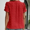 thumbnail image 6 of POTETI Womens Tops Red Short Sleeves Crew Neck Solid Color Loose Tops Blouse Knitted Sweater, 6 of 8