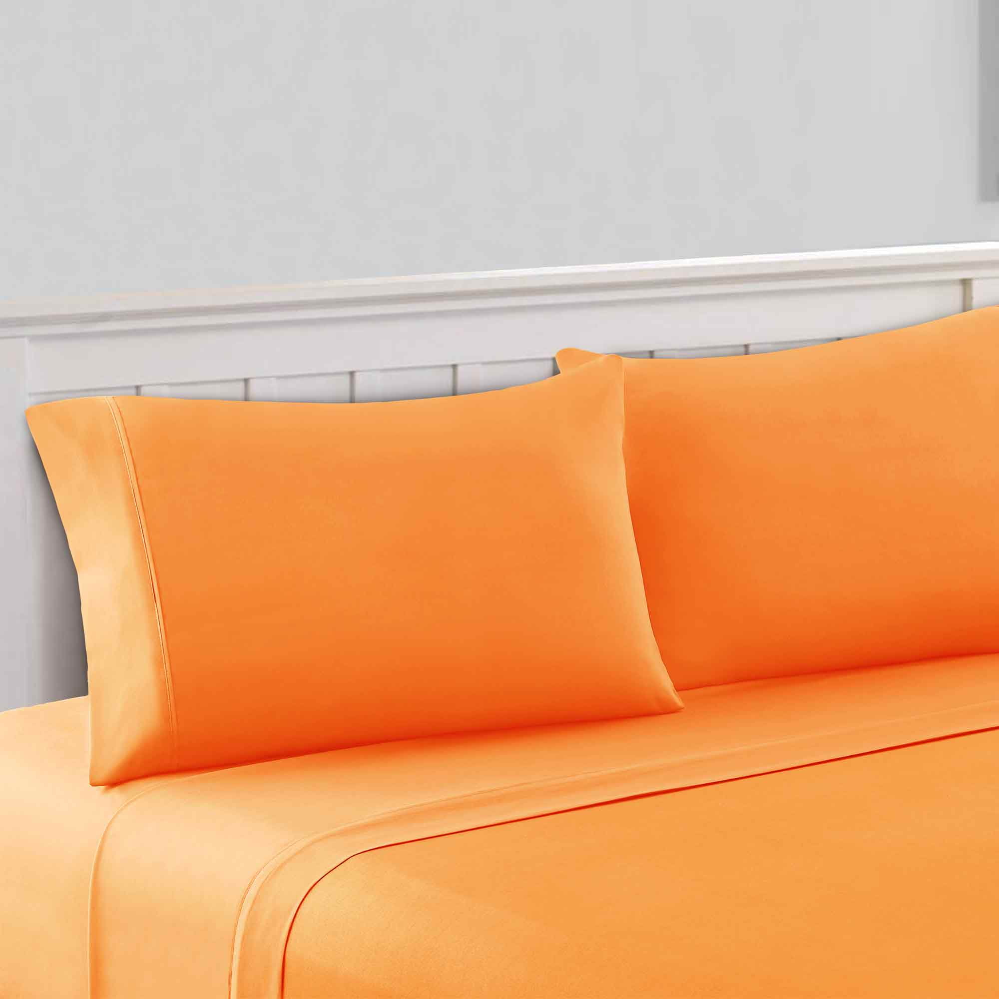 Amrapur Overseas 4Piece Bright Solid Microfiber Sheet Set, Orange