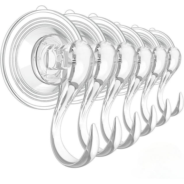Kcavykas Home, Kitchen, Refrigerator Storage,6PCS Suction Cup Hooks, Small Clear Heavy Duty Vacuum Suction Cups with Hooks Removable Window Glass Door Suction Hangers Reusable Suction Cup Holders
