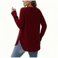 thumbnail image 4 of ClodeEU Womens Fall Crewneck Long Sleeve Tunic Sweaters ,Casual Loose Fit Crewneck Tops With Curved Hem Red,Womens Plus XXL, 4 of 7