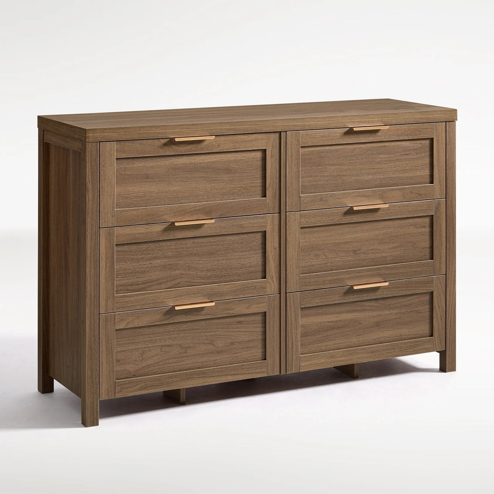 ARKANTOS Wooden 6 Drawer Double Dresser, Large Modern Chests of Drawers for Bedroom, Deep Walnut