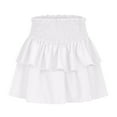 thumbnail image 3 of Ruffle Skirt Women Women's High Waist Ruffle Mini Skirt Cute Tiered Short Skirt with Shorts Smocked Ruffle Skirt Cute Skirts White M, 3 of 5