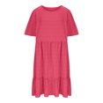 thumbnail image 5 of Plus Size Dresses for Curvy Women 2025 Summer Short Sleeve Crew Neck Mini T Shirt Dress Pleated Ruffle Flowy Beach Sundresses, 5 of 7