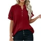 thumbnail image 3 of Camisetas para mujer,Conjunto de top y pantalón corto de manga corta holgado e informal para mujer, 100 % poliéster, cuello en V, ideal para el hogar, sopatenor, 3 of 9