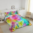 thumbnail image 2 of Baseball Comforter Softball Sports Game Comforter Set Girly Colorful Tie Dye Bedding Set Teens Men Baseball Gaming Quilt Set Rainbow Room Decor King Size for All Season, 2 of 6