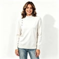 thumbnail image 2 of Women’s Long Sleeve Mock Neck Pullover Tops, Shoulder Button Detail Fall Winter Sweatshirt Top,Sizes M-2XL, 2 of 4