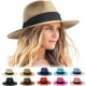 thumbnail image 1 of Sombrero panamá de paja de ala ancha Dalrosia para mujer y hombre, sombrero fedora para el sol en la playa, sombrero de paja con protección solar UPF para mujer, 1 of 6