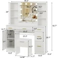 thumbnail image 2 of Vanity Desk with 3 Color Lights,Makeup Vanity Brightness Adjustable, Table Set Dressing Table with 5 Drawers ,6 Open Shelves & 1 Cabinets and Multiple Shelves for Adult, 2 of 6