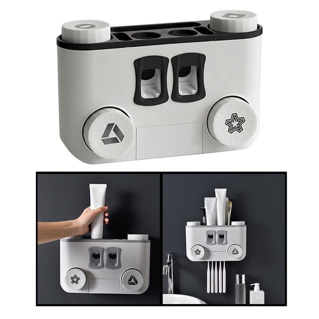 Soporte para cepillos de dientes y organizador de afeitadora de drenaje soporte para secador de pelo exprimidor Negro Perfecl porta cepillo de dientes