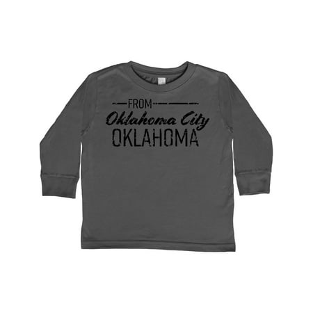 

Inktastic From Oklahoma City Oklahoma in Black Distressed Text Gift Toddler Boy or Toddler Girl Long Sleeve T-Shirt