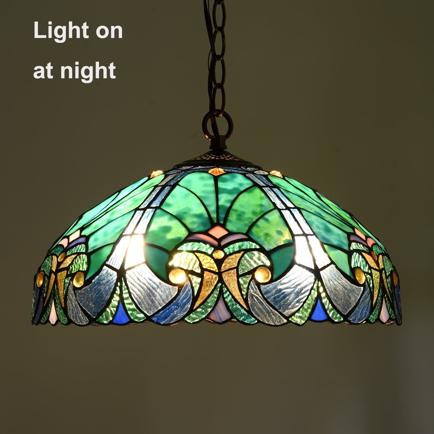 Tiffany Pendant Light fixtures Hanging Lamp Stained Glass Light Decor for Dining Living Room Kitchen Island Study Hallway