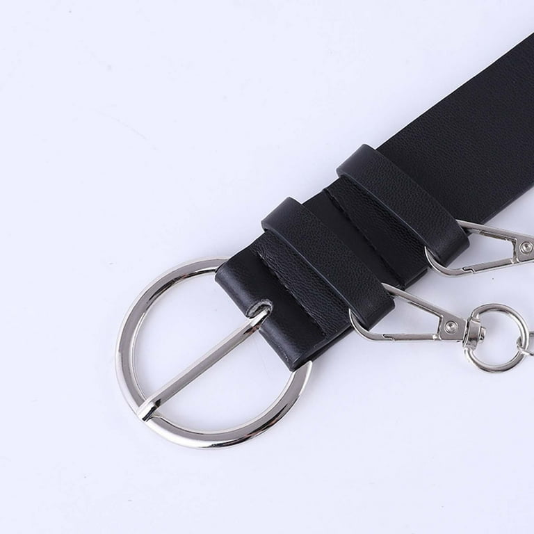 Gothic Double Grommet Belt with Chain Pin Buckle Accessories Punk