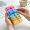 thumbnail image 6 of Pill Organizer 7 Day 2 Times A Day German Labeled Stackable Portable for Travel, 6 of 9
