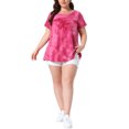 thumbnail image 2 of Agnes Orinda Women's Plus Size Tops Tie Dye Short Sleeve Casual Round Neck Pleated Summer Basic T Shirts 1X Hot Pink, 2 of 6