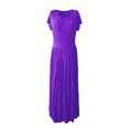 thumbnail image 4 of Hi.FANCY Robe Longue Manches Courtes Été Décontractée Maxi Robe Maxi Couleur Unie Femme, Violet, TTG, 4 of 9