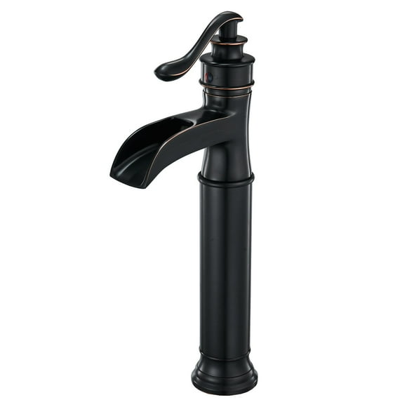 BWE Bronze Vessel Sink Faucet Waterfall Single Handle Bathroom Faucet One Hole Tall Body Vanity Faucets with Faucet Supply Hose Deck Mount,Oil Rubbed Bronze