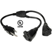 AYA 72" Power Splitter Y Extension Cord 16AWG NEMA 5-15P to Two 5-15R UL Listed