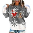thumbnail image 2 of PVCS Femmes Col Rond Noël Manches Longues Hauts Blouse Pull Chandail en Molleton, 2 of 5