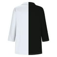thumbnail image 4 of Timegard Haut pour Femmes Manches 3/4 Col en V Tee-Shirt à Blocs de Couleur Décontracté Ample Confortable Mode Été, 4 of 5