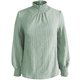 thumbnail image 3 of MHFRRA Camiseta de Manga Larga para Mujer, Elegante Blusa de Jacquard con Cuello Redondo y detalle de Volantes, Cómoda Blusa Informal para Uso Diario. Verde, 3 of 3