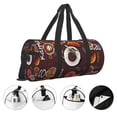 thumbnail image 5 of Xecao A Cup Of Black Coffee On A Saucer print Round Travel Duffel Bag is a foldable gym bag with an inner pocket, perfect for travel sports, 5 of 8