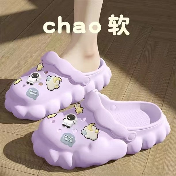 Lindos zapatos con agujeros en forma de nubes, zuecos de verano para mujer, para uso exterior, antideslizantes, con parte inferior gruesa, paquete de cabeza, modelos femeninos, sandalias, zapatillas