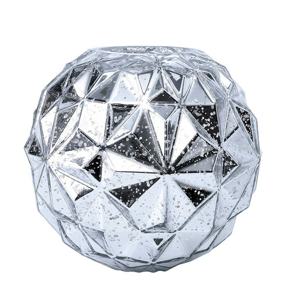 Diamond Star Glass Votive Candle Holder, Silver, Glass, Diamond