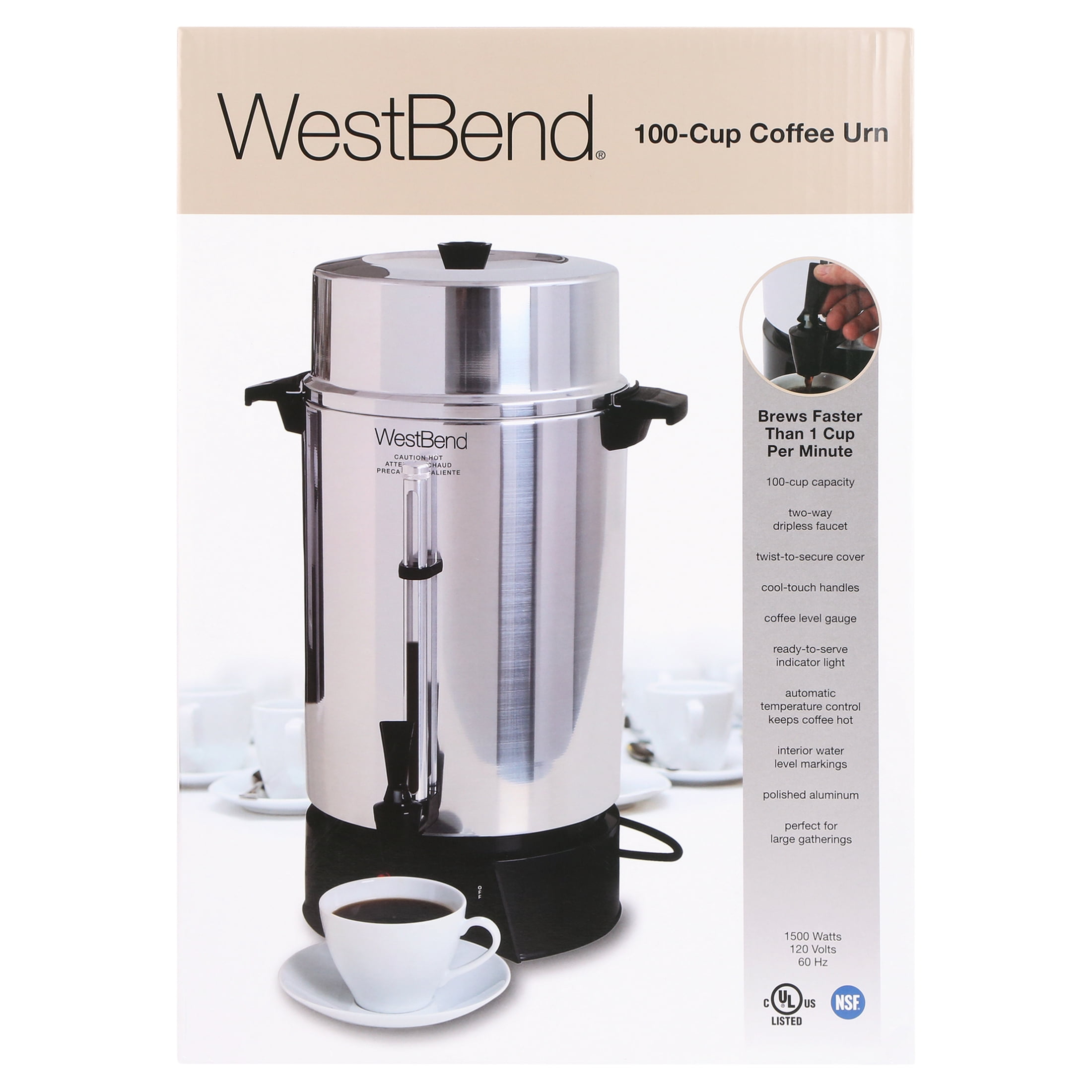 Polished Chrome Coffee Urn 100 Cup