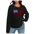 thumbnail image 1 of Chandail à Manches Longues pour Femmes Drapeau USA Chandail Ample Décontracté Col Rond Chandail en Molleton, 1 of 8