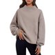 thumbnail image 3 of Sudadera holgada informal de cuello alto medio para mujer, sudadera de polar ancha dividida, de color sólido, básica, lisa y versátil, 2024, 3 of 5