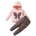 thumbnail image 3 of HCYSFG Cheetah Print Outfit Sets For Girls Leopard Print 2 Piece Tops Hooded Long Sleeve Butterfly Sweatshirt Jogger Pants Bottoms, 3 of 9