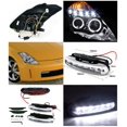 thumbnail image 2 of Spec-D Tuning Halo Projector JDM Chrome Headlights + LED Daytime Fog Lamp Compatible 2003-2005 with 350Z Left + Right Pair Headlamps Assembly, 2 of 2