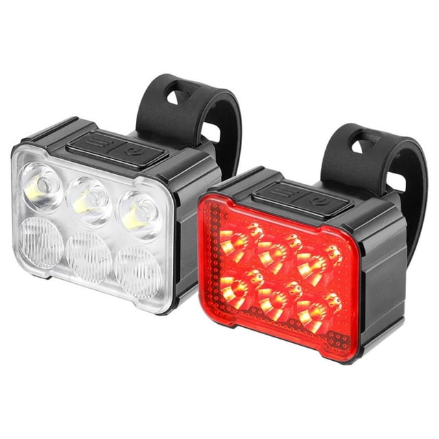 Feltree Bicycle Light Set USB Rechargeable - Waterproof LED Front/Rear Light for Night Riding with 8 Flash Modes & Universal Mount