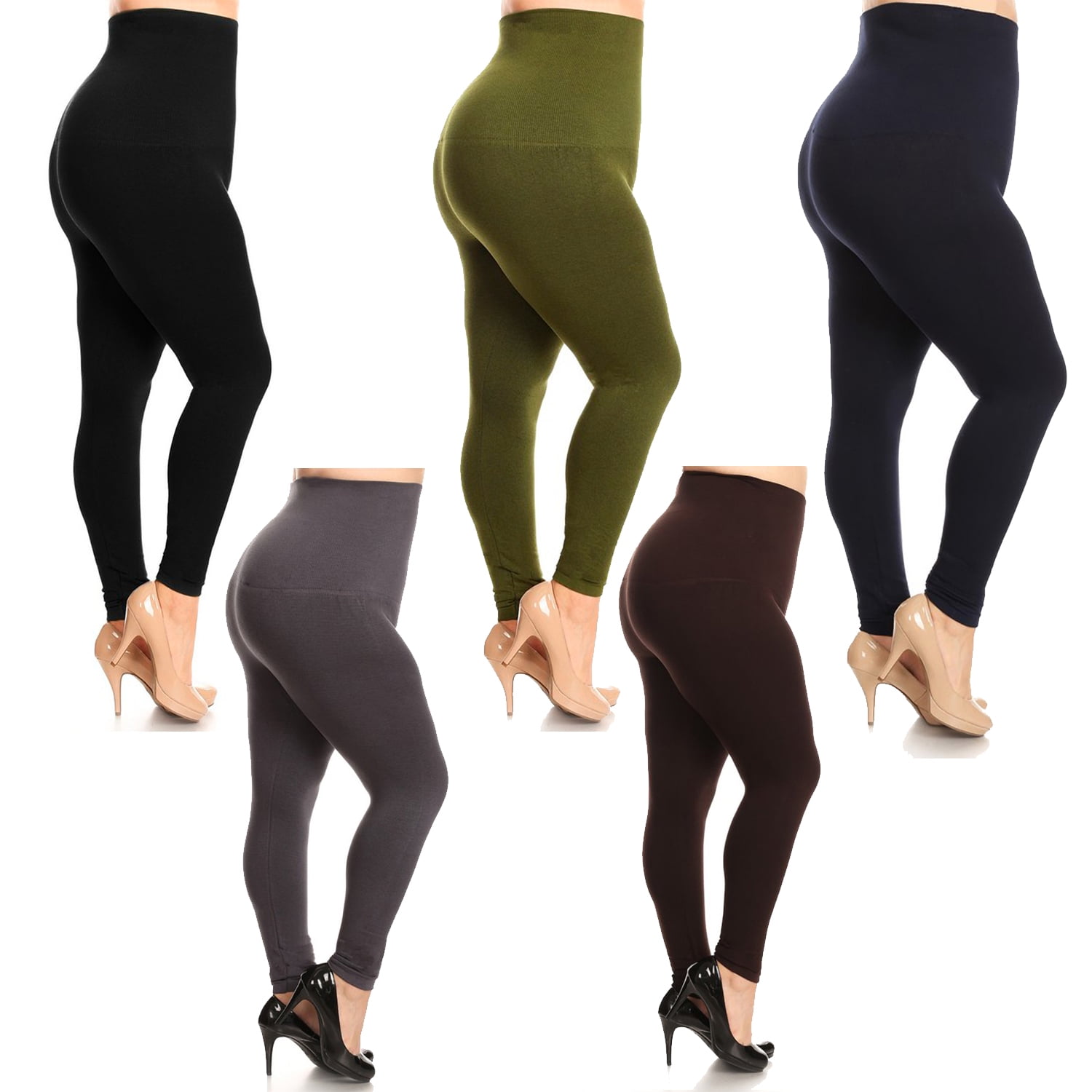 High Waist Compression Leggings W/French Terry Lining (Plus size ...