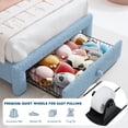 thumbnail image 3 of Twin Upholstered LED Bed Frame - with Storage Headboard & Storage Drawer, Berber Fleece Princess Platform Bed for Kids, Wood Support, No Box Spring Needed, Easy Assembly, Blue, 3 of 7