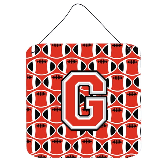 Letter G Football Scarlet and Grey Wall or Door Hanging Prints