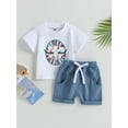 thumbnail image 2 of Bagilaanoe 4th of July Clothes for Toddler Baby Boys Print Short Sleeve T-shirt Tops + Shorts 6M 12M 18M 24M 3T Kids Independence Day Outfits 2pcs Short Pants Set, 2 of 8