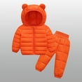 thumbnail image 2 of LIUJUNSHOP 2 Piece Toddler Winter Coats and Matching Pants Lightweight Puffer Padded Jacket Clothing Set Snowsuit Ski Suit Orange 6-9 Months, 2 of 3
