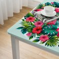thumbnail image 4 of BANET Home Fashions Tropical Forest Flowers and Pink Flamingos Vinyl Flannel Back Tablecloth ( Square) White, 4 of 7