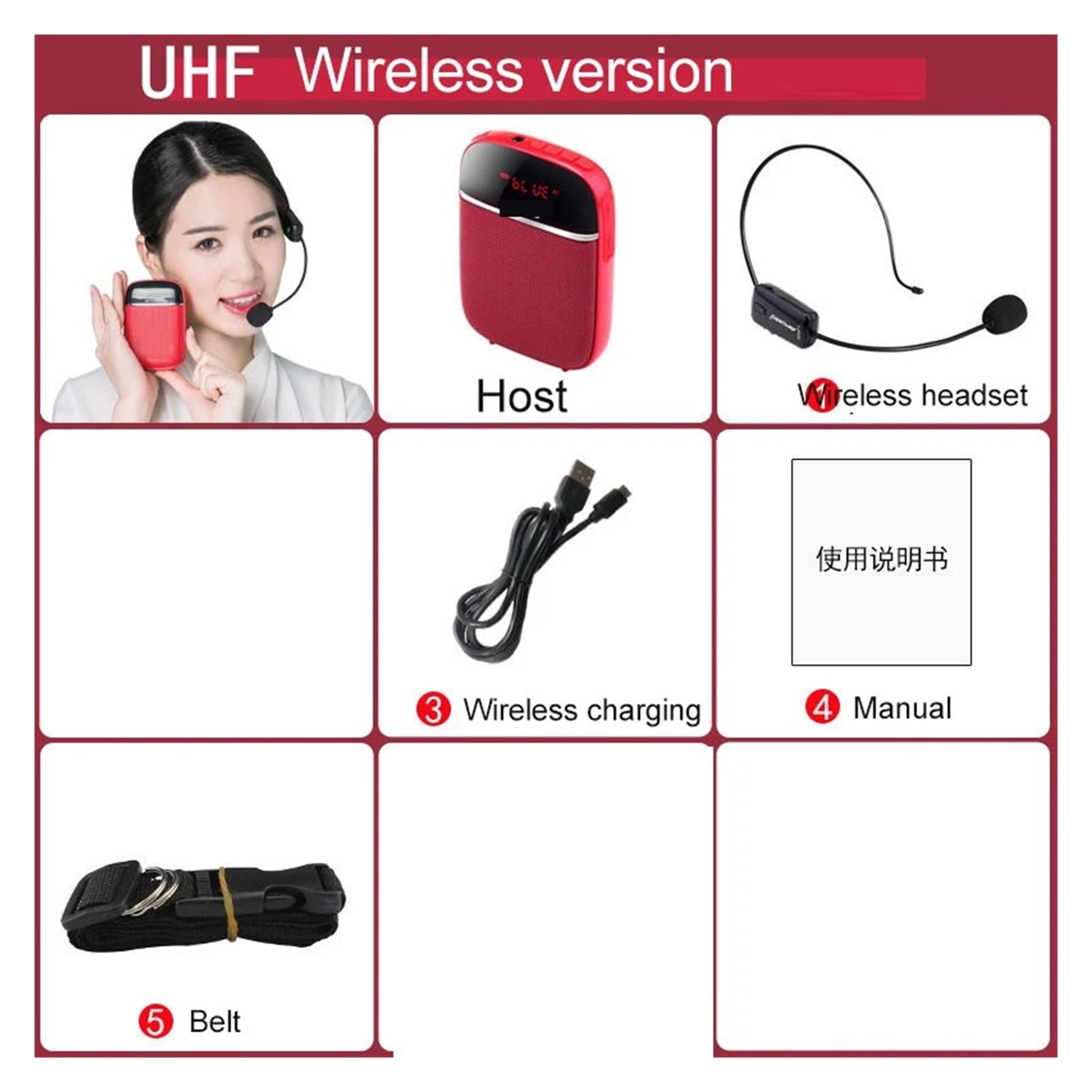 10W Wired/UHF Wireless Mini Fashion Microphone Guide Headset Teaching Lecture Dedicated Portable Amplifier ,Powerful Voice Amplifier