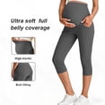 thumbnail image 3 of Tqyyweavej Maternity Capri Pants for Women Over The Belly Solid Color Stretch Pants Breathable Casual Pants with Pockets S-2XL, 3 of 8