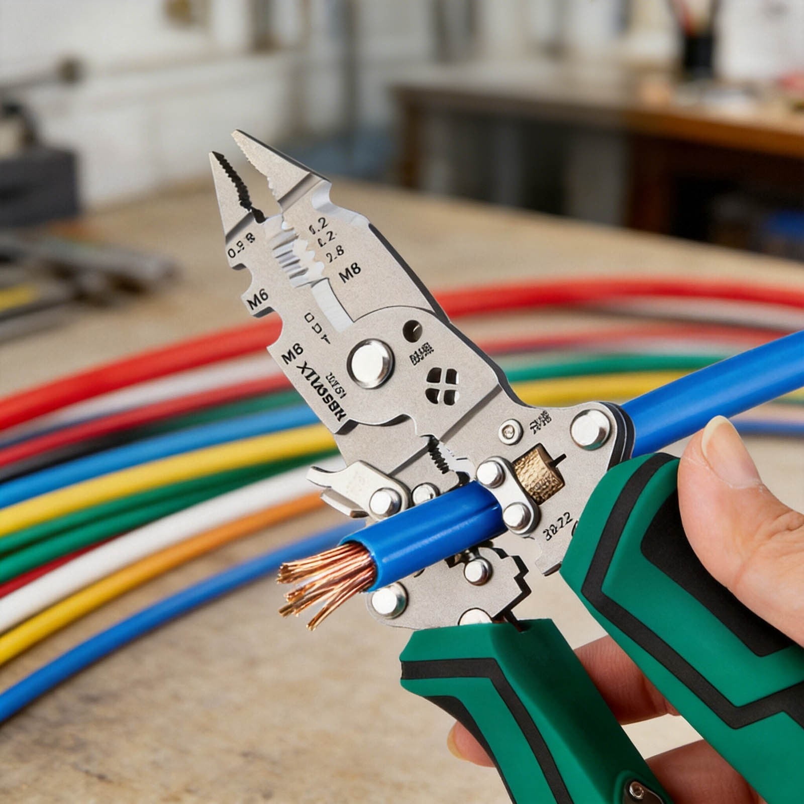 All-in-One Tool Multifunctional Foldable Wire Stripper Pliers, Non- Handles Heavy Duty Electrician Tool, Universal Compatibility Home Electrical Repair 8.27 Inch