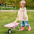 thumbnail image 3 of ROBUD Kids Gardening Tools & Wagon Toy Set, 6PCS ool Set with Metal Toy Wheelbarrow, Shovel, Hoe, Broom & Kettle, Outdoor Yard Play for Planting, Sand, Leaves & Snow Fun, Gifts for Toddler 3+ (Pink), 3 of 10