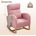thumbnail image 2 of Teddy Fleece Rocking Chair with Side Pocket High Back Nursery Glider Ergonomic Rocker for Bedroom Living Room Pink, 2 of 8