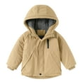 thumbnail image 2 of NAISIBABY Boys Fleece Jacket, Hooded Fashion Casual Zipper with Pockets Winter Thermal Quilted Coat Khaki 7T, 2 of 6