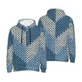 thumbnail image 4 of Zufioo Cozy Knitted Blue Chevron Design Fleece Comfortable Hoodie for Mens,Sweatshirt for Men,Pullover Hooded Sweatshirt for Men -4X-Large, 4 of 5