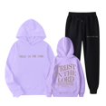 thumbnail image 1 of WEAIXIMIUNG Chandails en Molleton pour Femmes Sans Capuche Ensemble de Pantalons Tendance pour Femmes avec Imprimé Anglais Mignon Sweat à Capuche à Manches Longues, 1 of 5