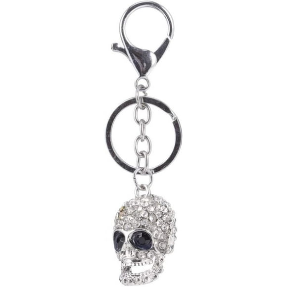 Lunfar 1pc Skull Keychain Bag Keychain Charm Halloween Decorative Keychain Skull Car Charms Handbag Key Pendant Key Rings for Car Keys Metal Key Chain Car Accessories 3d Alloy Diamond